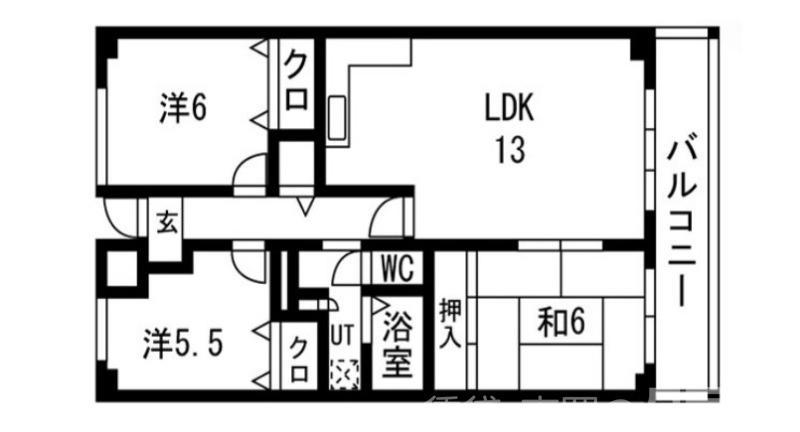サザンコート堺(3LDK/5階)の間取り写真