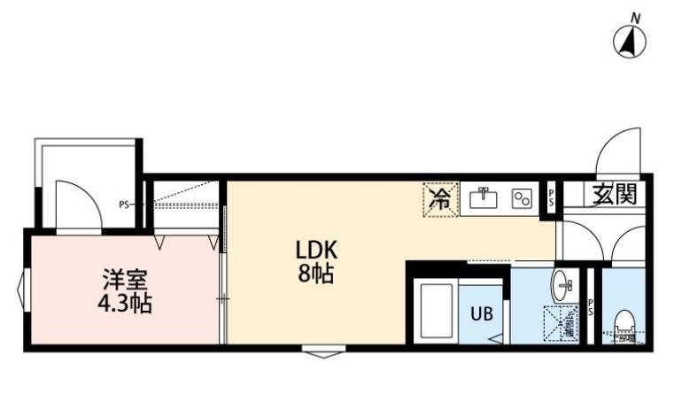 リュクスシティー都賀(1LDK/2階)の間取り写真