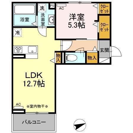 日吉ハイツIII(1LDK/3階)の間取り写真