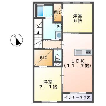 LA LUNA(2LDK/2階)の間取り写真