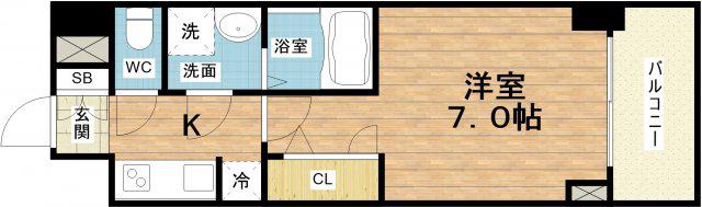 S-RESIDENCE大阪九条ノース(1K/6階)の間取り写真