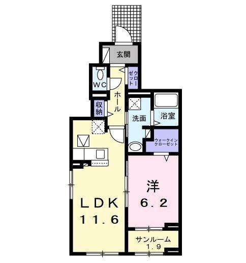 コンフォール(1LDK/1階)の間取り写真