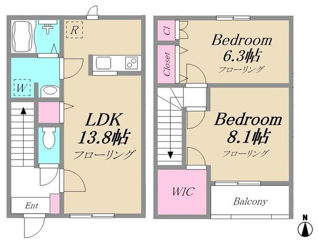 MAISON PRENDRE A棟(2LDK/1階)の間取り写真