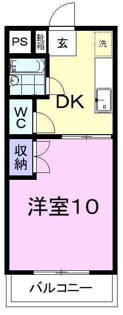マンションレインボー(1DK/3階)の間取り写真