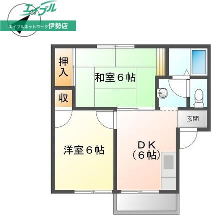 ことぶき苑 B棟(2DK/1階)の間取り写真