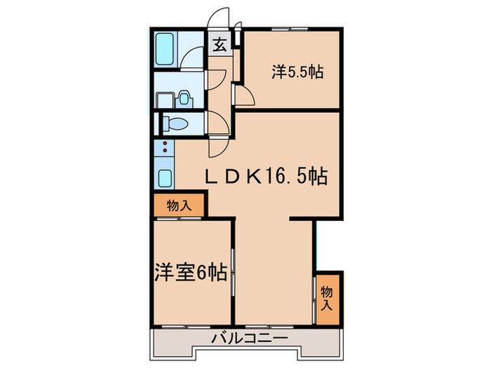 志賀パークハイツ(2LDK/4階)の間取り写真