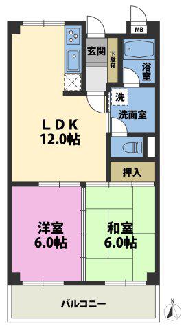 ノースポイントハイツ(2LDK/3階)の間取り写真