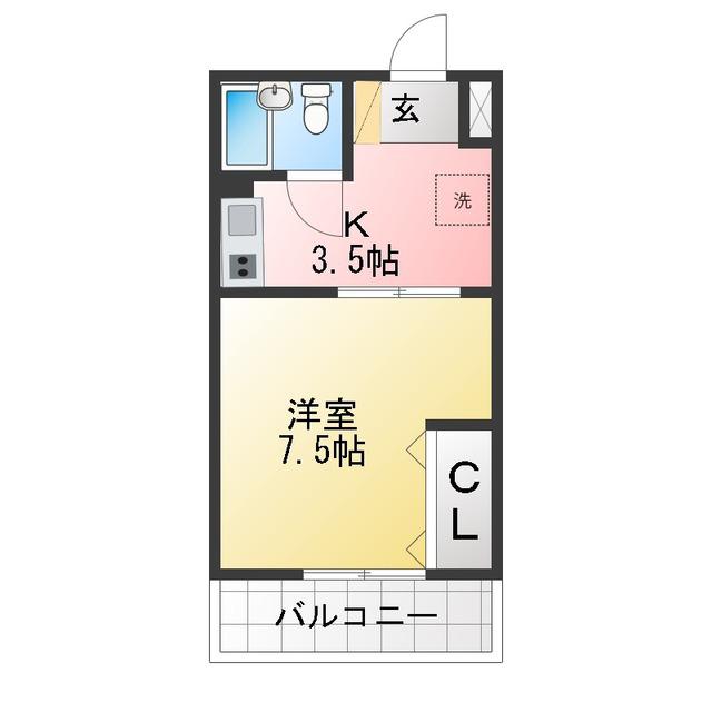 WOODVILLAGE旗の台(1K/3階)の間取り写真