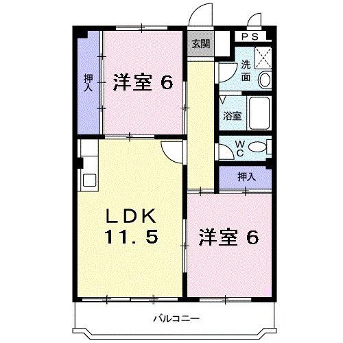 マリッチ小桜(2LDK/3階)の間取り写真