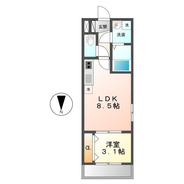 ジュネス十番町(1LDK/1階)の間取り写真