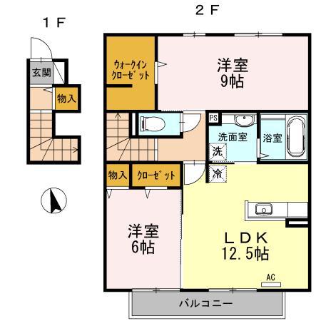 PATIO(2LDK/2階)の間取り写真