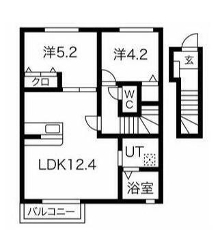 日向 A棟(2LDK/2階)の間取り写真