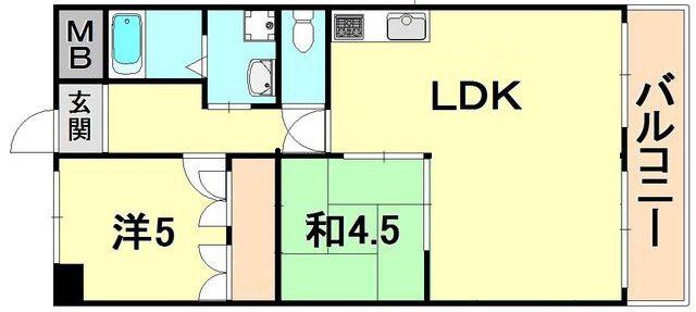 ベルトゥリー須磨(2LDK/3階)の間取り写真