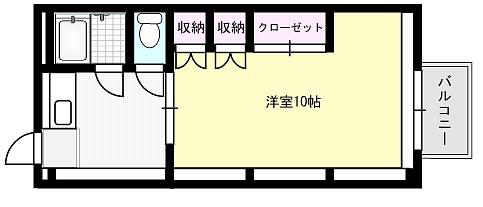 ソレイユ野田(1K/2階)の間取り写真