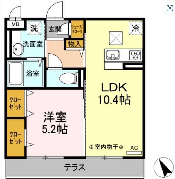 ブレス港南上大岡(1LDK/2階)の間取り写真
