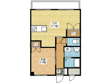 アルカンシエル(1LDK/1階)の間取り写真