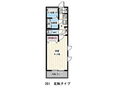シエルグラン川崎(1K/3階)の間取り写真