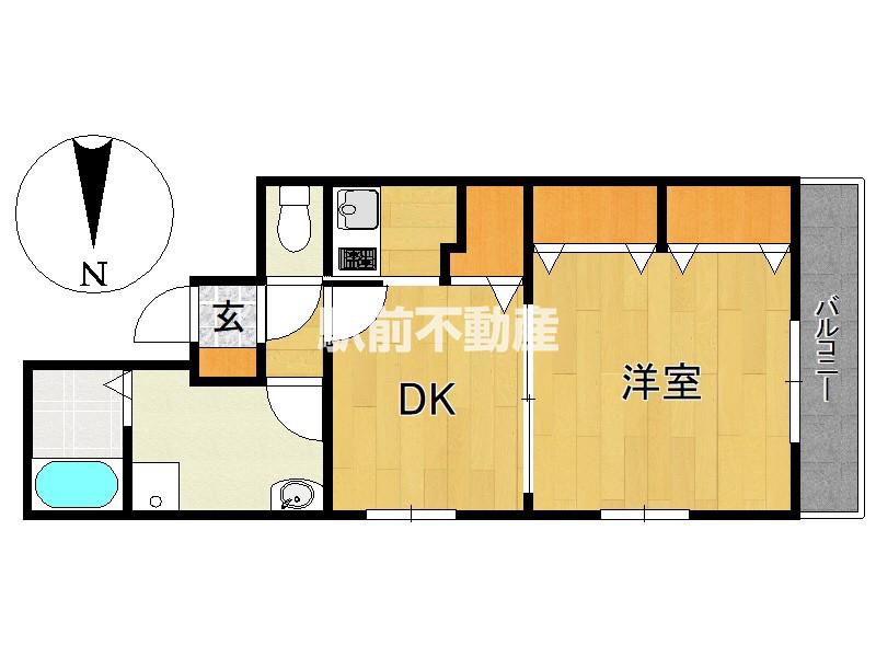 サウスヒルズ(1DK/2階)の間取り写真