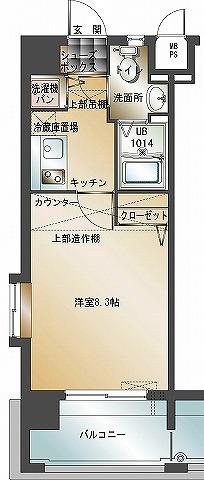 エンクレスト博多II(1K/8階)の間取り写真