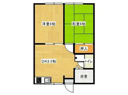 ビューバレー大森(2DK/2階)の間取り写真