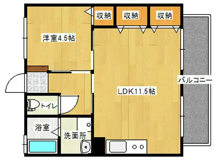 富士マンション(1LDK/2階)の間取り写真
