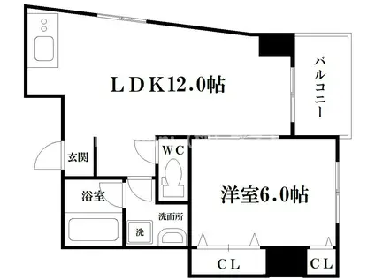 菅ビル(1LDK/2階)の間取り写真