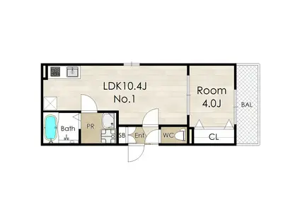 AVANTIO HIRANOICHIMACHI(1LDK/1階)の間取り写真