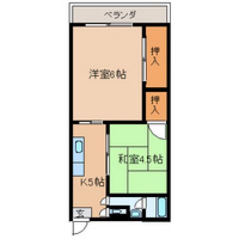 藤本ビル(2DK/4階)の間取り写真