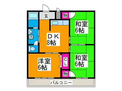 ロイヤルハイツ深井沢(3DK/4階)の間取り写真