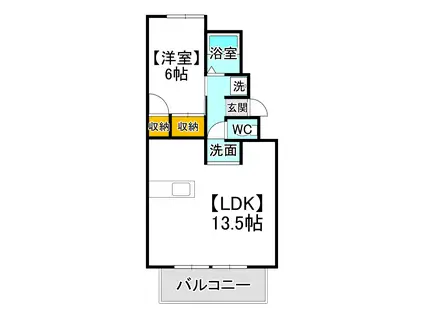 コーポベルフラワー(1LDK/2階)の間取り写真