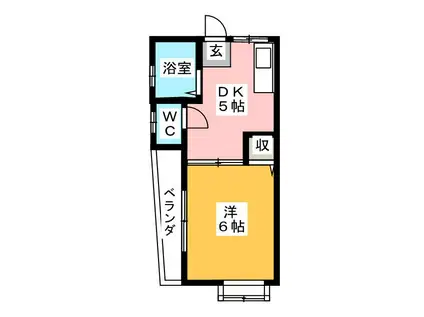 アパートメントノダメ(1K/1階)の間取り写真