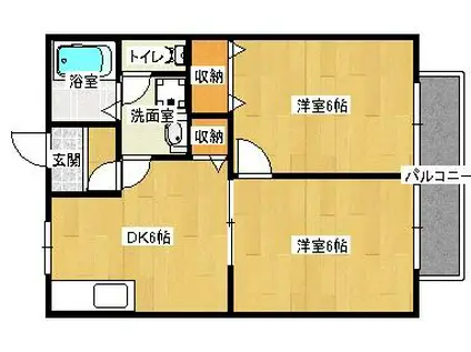 スクエアガーデン松本(2DK/1階)の間取り写真