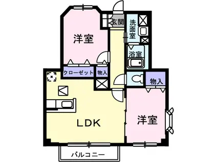 北上市上江釣子19地割築19年(2LDK/1階)の間取り写真
