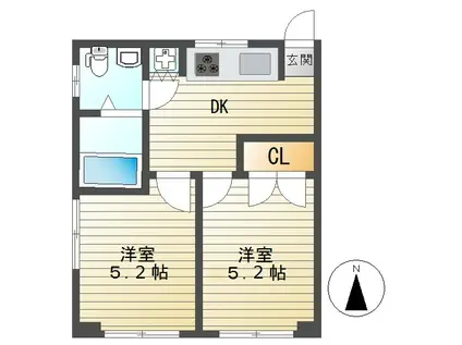 生沼ビル(2DK/2階)の間取り写真