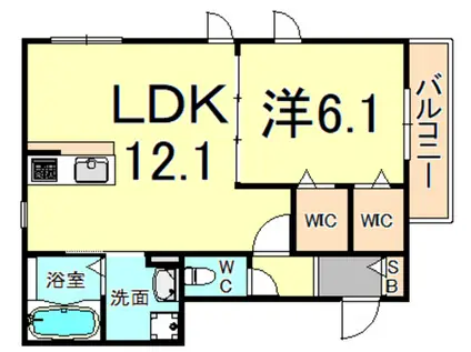 シャロームノース(1LDK/1階)の間取り写真