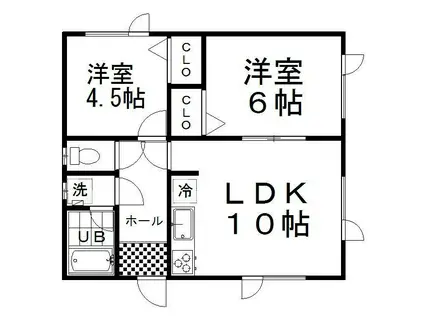 ハイツMOMOⅡ(2LDK/1階)の間取り写真