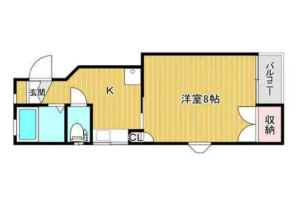 ＪＲ信越本線 新潟駅 徒歩22分 2階建 築31年(1K/2階)の間取り写真
