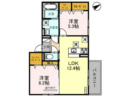 ル・リアン神戸(2LDK/1階)の間取り写真
