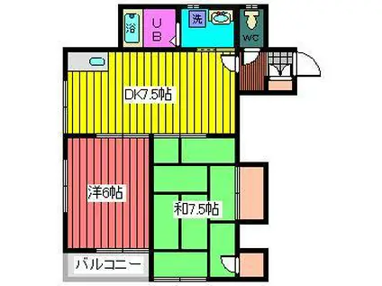 浦和コート(2DK/2階)の間取り写真