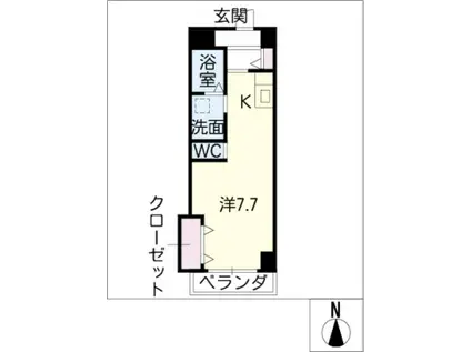 ベテル鳴子(ワンルーム/2階)の間取り写真
