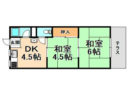 中島ハイツ(2DK/2階)の間取り写真