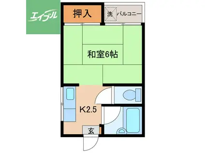 藤田ハイツ(1K/2階)の間取り写真