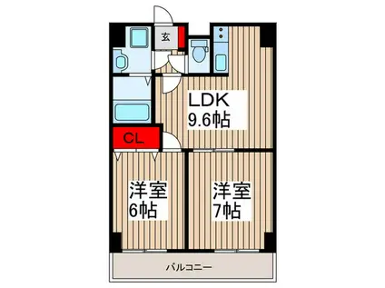 プロフィットリンク竹ノ塚(2LDK/4階)の間取り写真