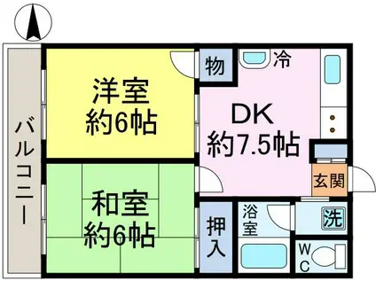 エステート奥戸(2DK/3階)の間取り写真