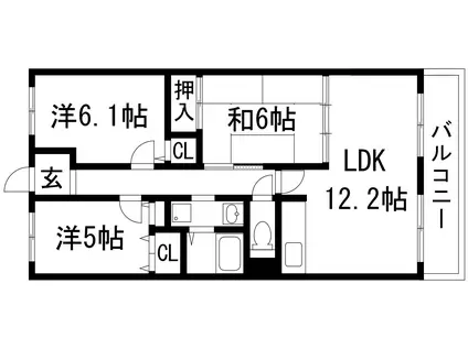 カデット真趣園 宝塚(3LDK/7階)の間取り写真