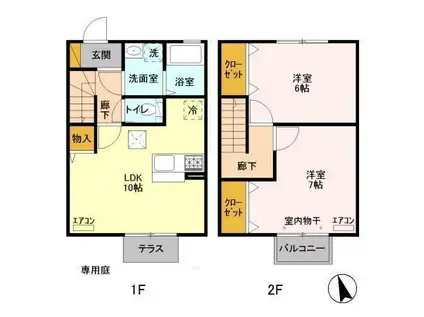 コンフォートブルック A棟(2LDK/1階)の間取り写真