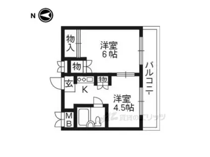 プレイル北大路ビル(ワンルーム/6階)の間取り写真