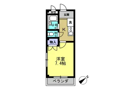メルベーユHAJI(1K/1階)の間取り写真