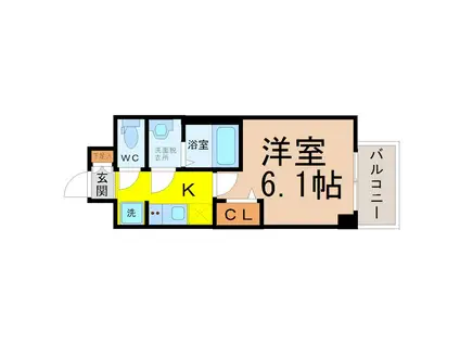 プレサンス広小路通葵(1K/12階)の間取り写真