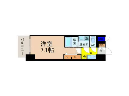 S-RESIDENCE星ヶ丘(1K/2階)の間取り写真